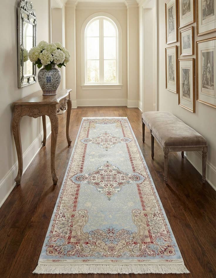 Detail image of 2' 7 x 9' 10 Qom Bamboo Silk Runner Rug