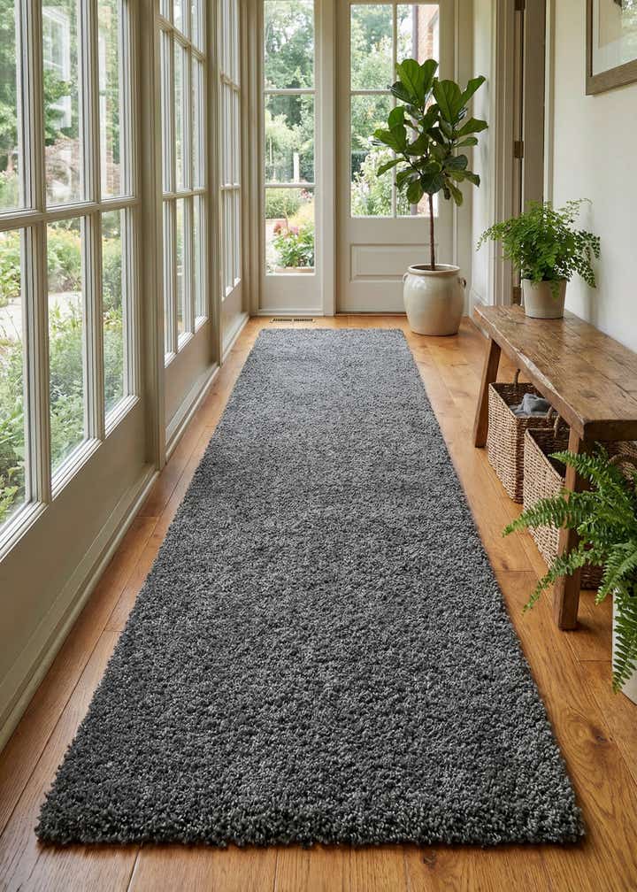 2' 7 x 10' Soft Solid Shag Runner Rug