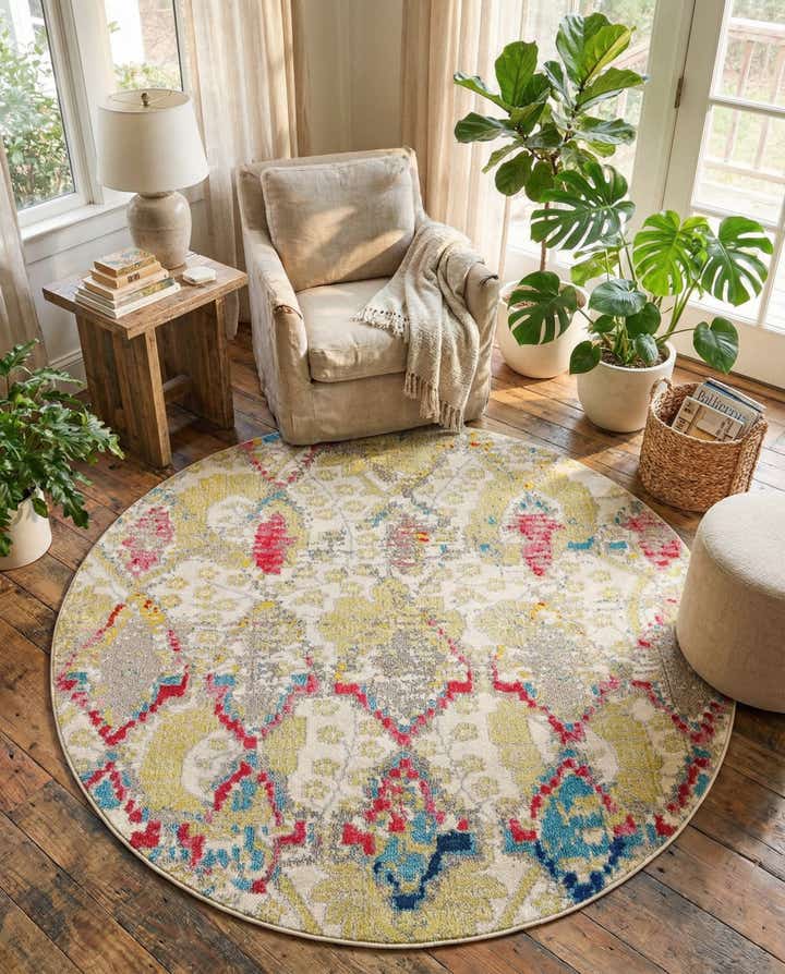 6' x 6' Washable Santa Fe Round Rug