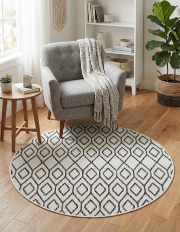 4' x 4' Easy-Clean Jill Zarin Turks and Caicos Indoor / Outdoor Round Rug