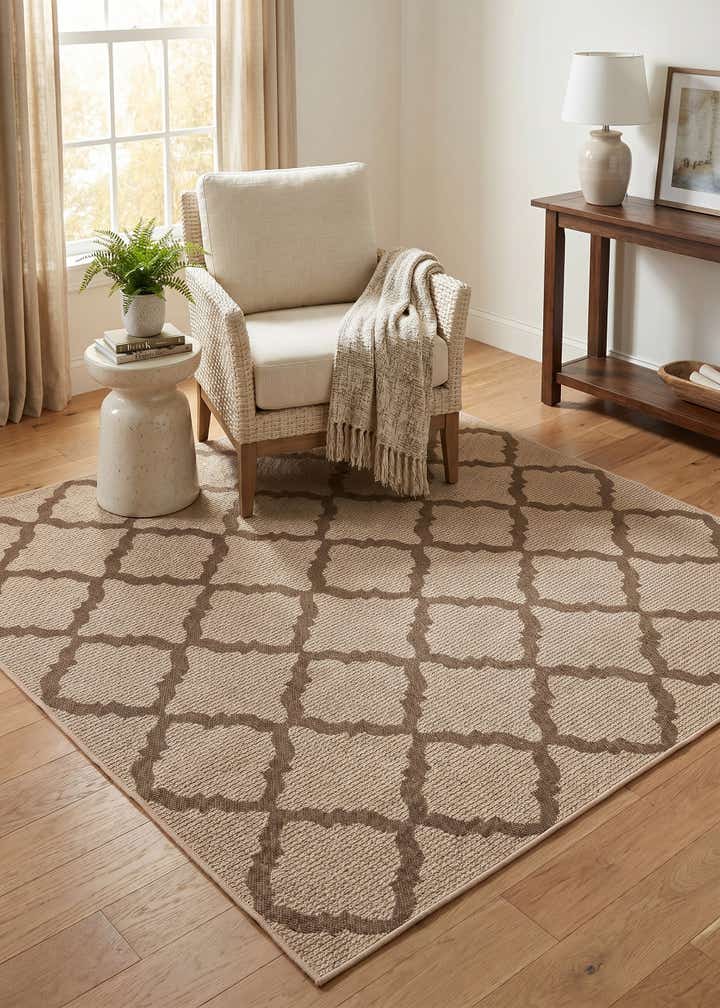 6' x 6' Easy-Clean Trellis Indoor / Outdoor Square Rug