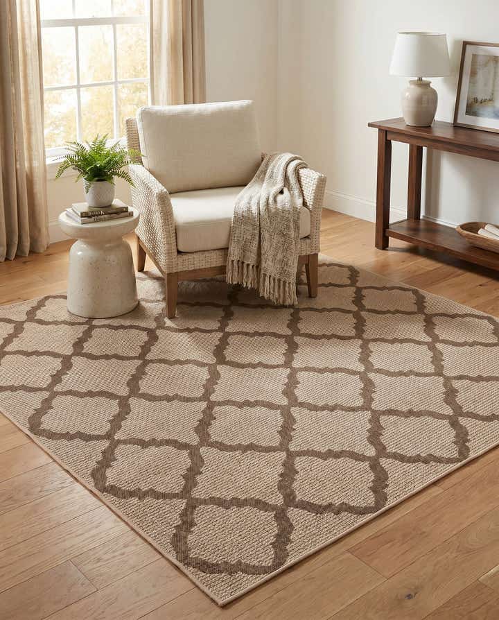 6' x 6' Easy-Clean Trellis Indoor / Outdoor Square Rug