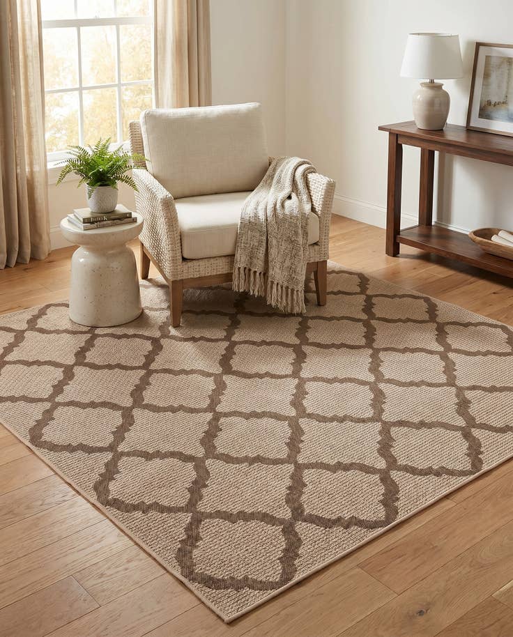 Detail image of 6' x 6' Easy-Clean Trellis Indoor / Outdoor Square Rug