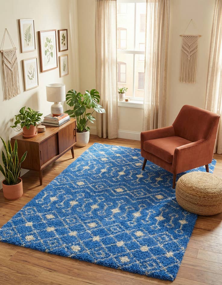 Detail image of 6' x 9' Moroccan Trellis Shag Rug