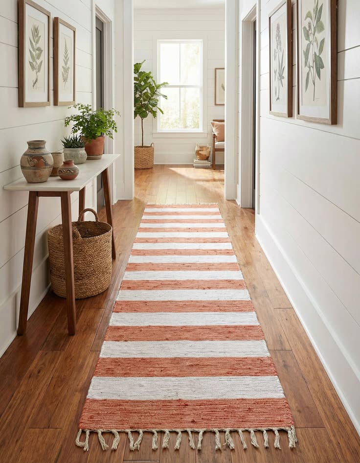 Detail image of 2' 7 x 12' Hand Woven Chindi Rag Runner Rug