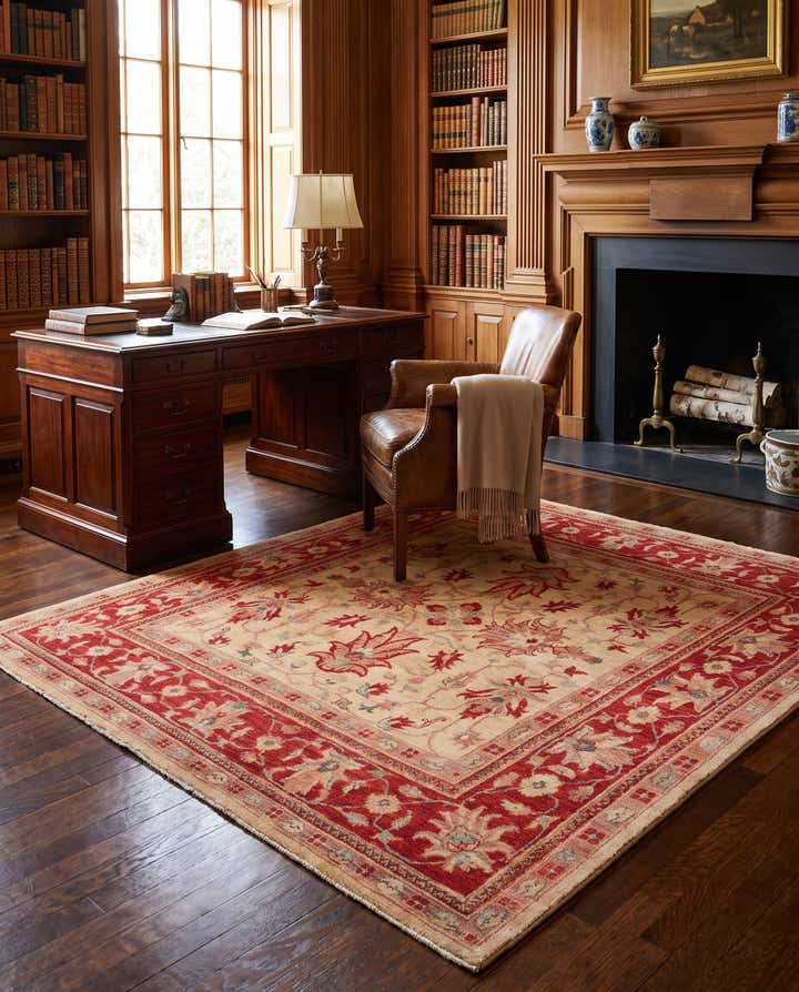 6' 5 x 6' 9 Hand Knotted Ziegler Square Rug
