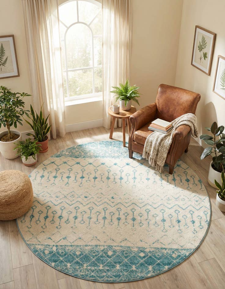 Detail image of 7' 10 x 7' 10 Moroccan Trellis Round Rug