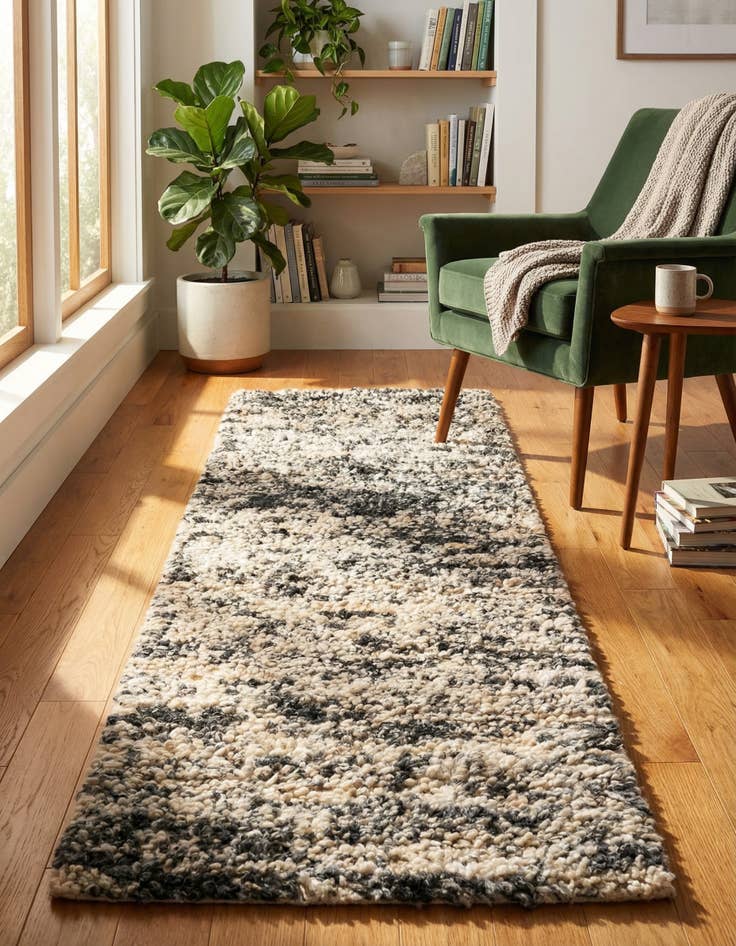 Detail image of 2' x 6' 1  Hand Woven Haka Deluxe Shag Runner Rug