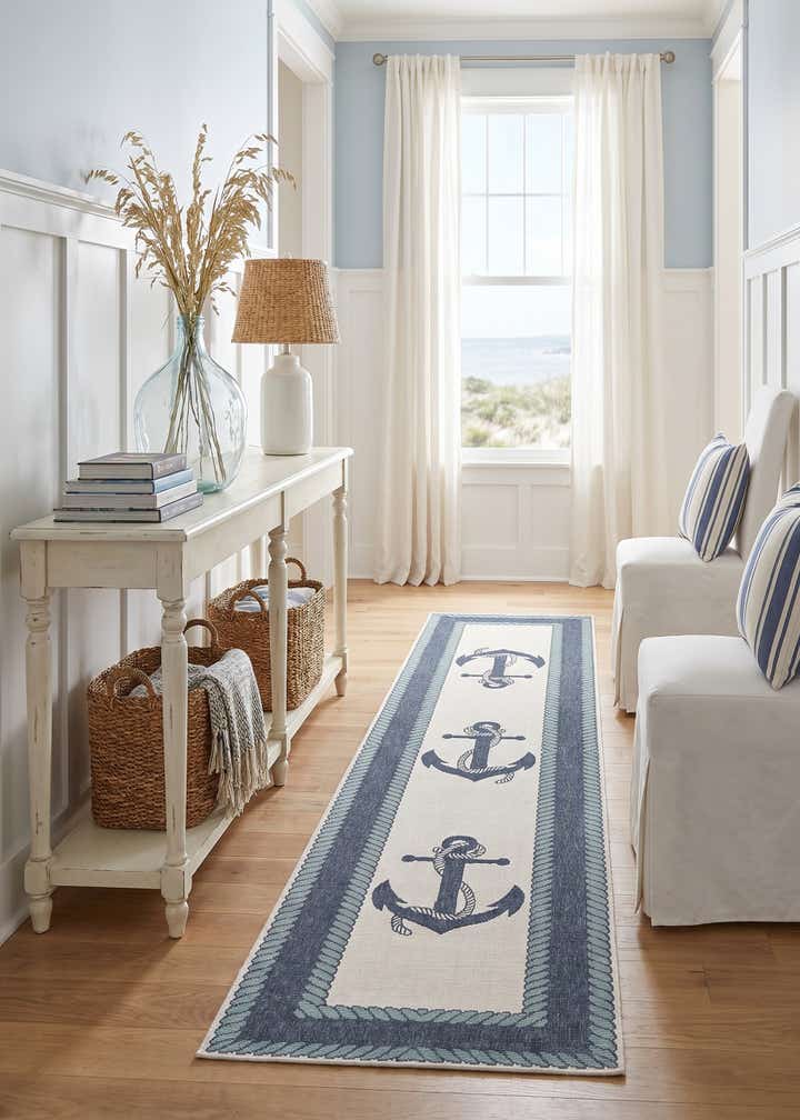 2' 7 x 12' Easy-Clean Coastal Indoor / Outdoor Runner Rug