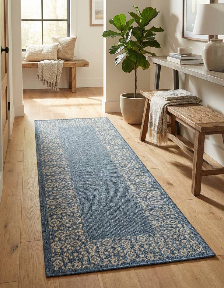 Detail image of 2' x 5' Washable Border Indoor / Outdoor Runner Rug