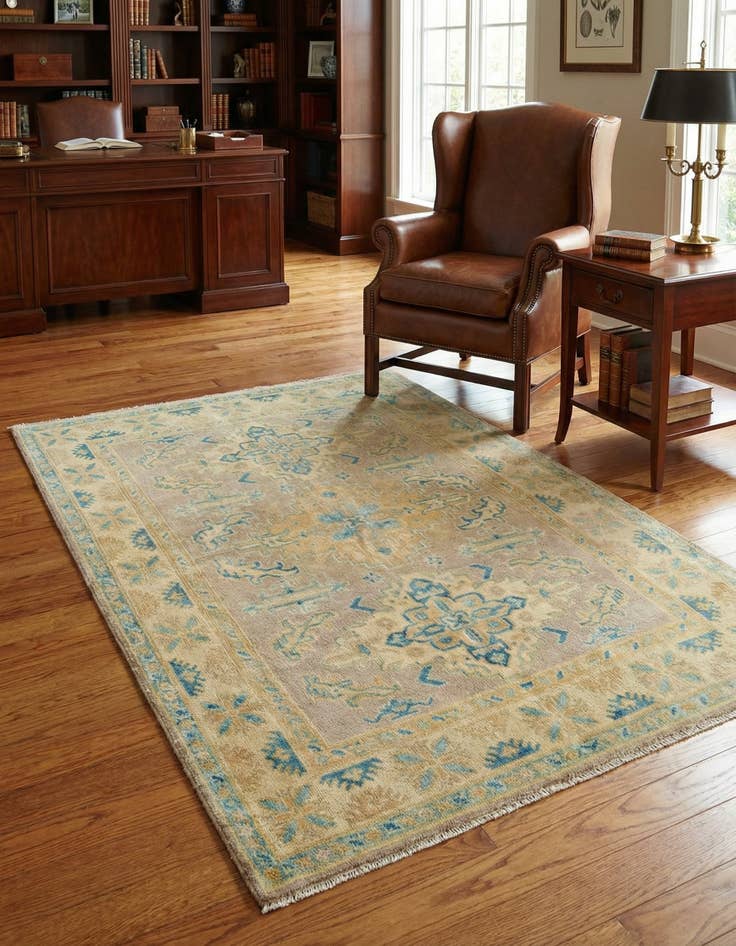 Detail image of 3' 11 x 6' Hand Knotted Oushak Wool Rug