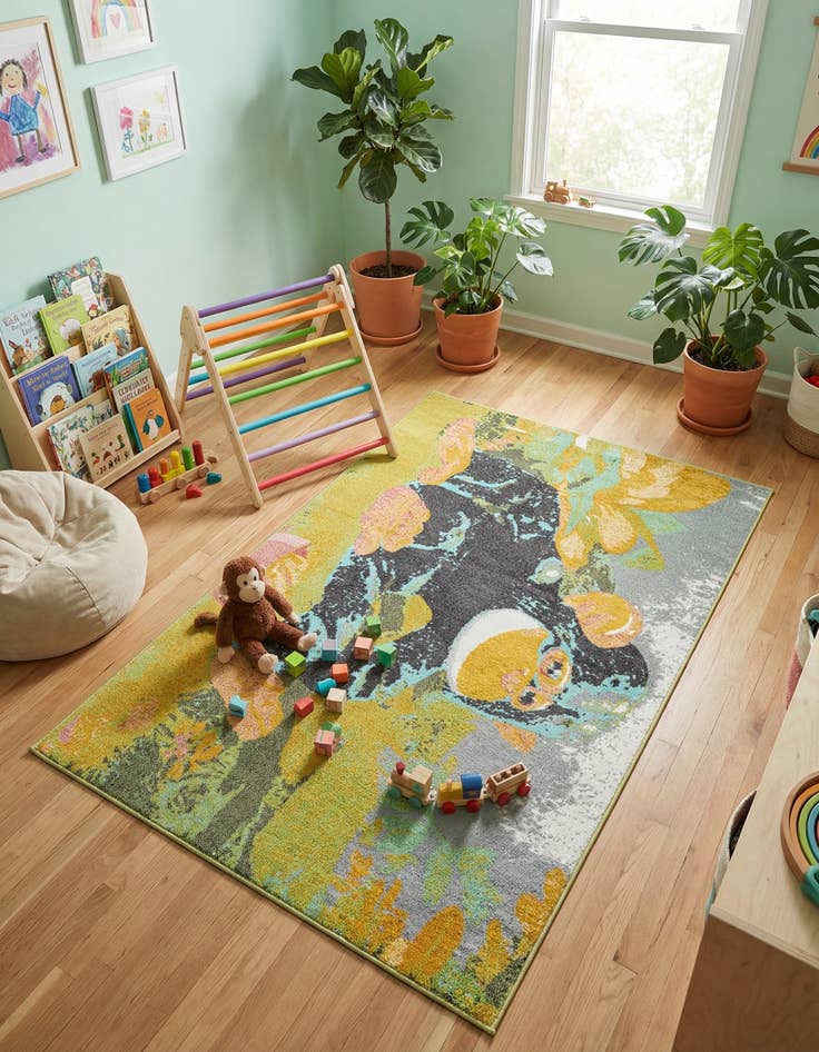 Detail image of 5' 3 x 8' Gorilla Whimsy Kids Rug