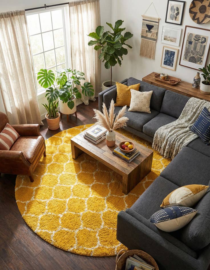 Detail image of 10' x 10' Trellis Shag Round Rug