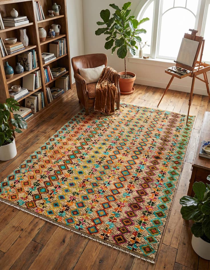 Detail image of 4' 3 x 6' Hand Knotted Balouch Wool Rug
