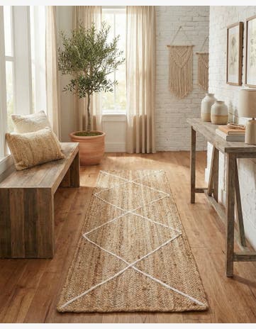 White Handmade Braided Jute Runner Rug