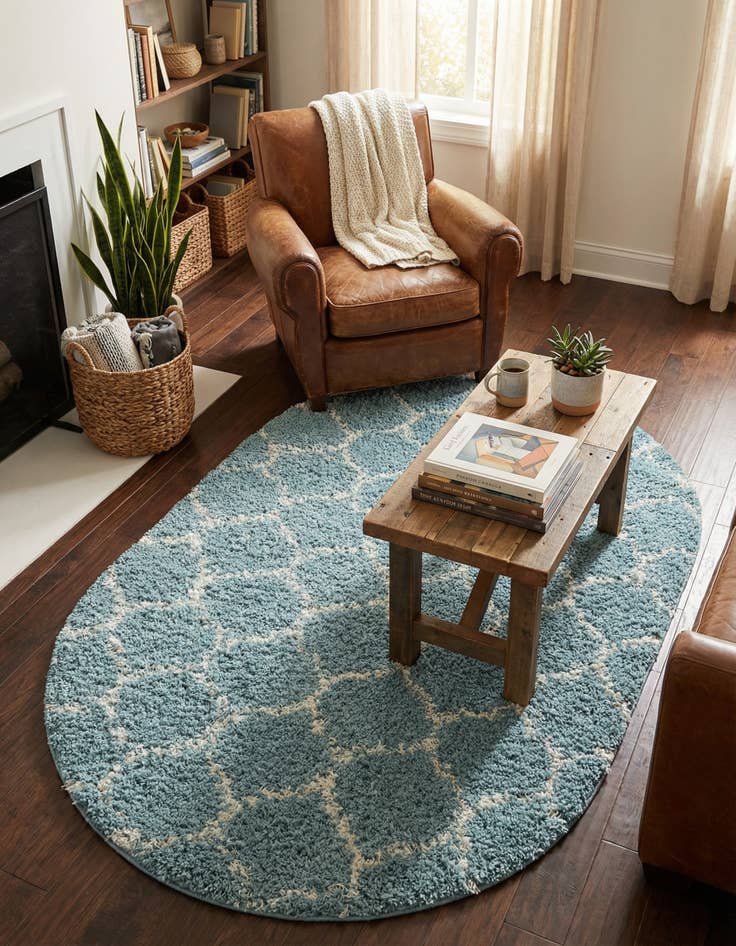 Detail image of 4' x 6' Trellis Shag Oval Rug