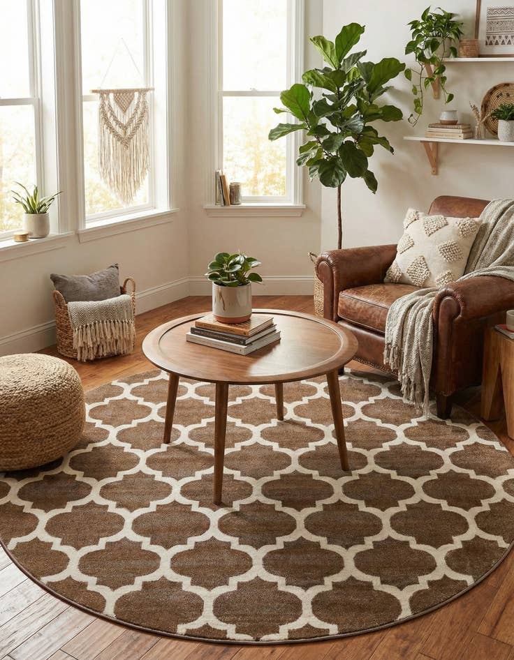 Detail image of 7' 10 x 7' 10 Lattice Round Rug