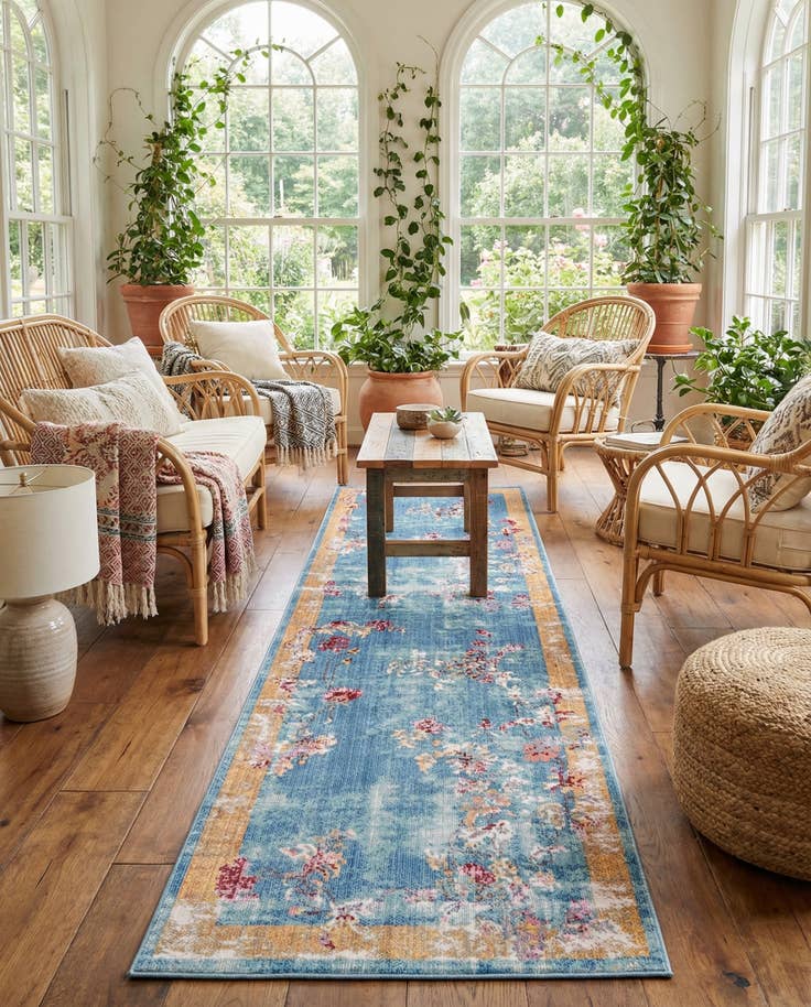 Detail image of 2' 7 x 9' 10 Aqua Runner Rug