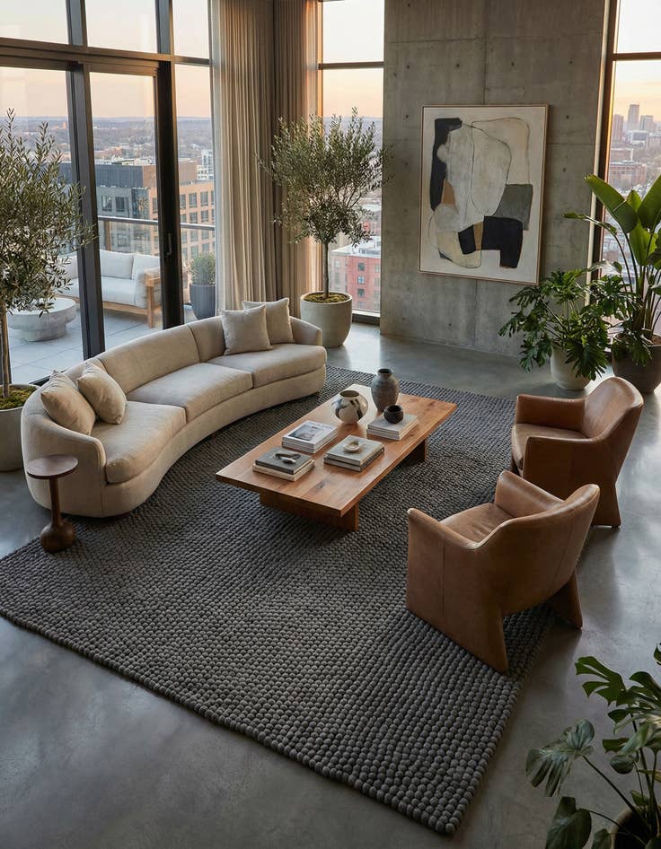 Detail image of 9' x 12' Felt Ball Wool Rug