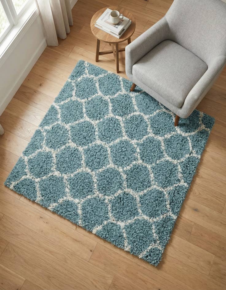 Detail image of  5' 3 x 5' 3 Lattice Shag Square Rug