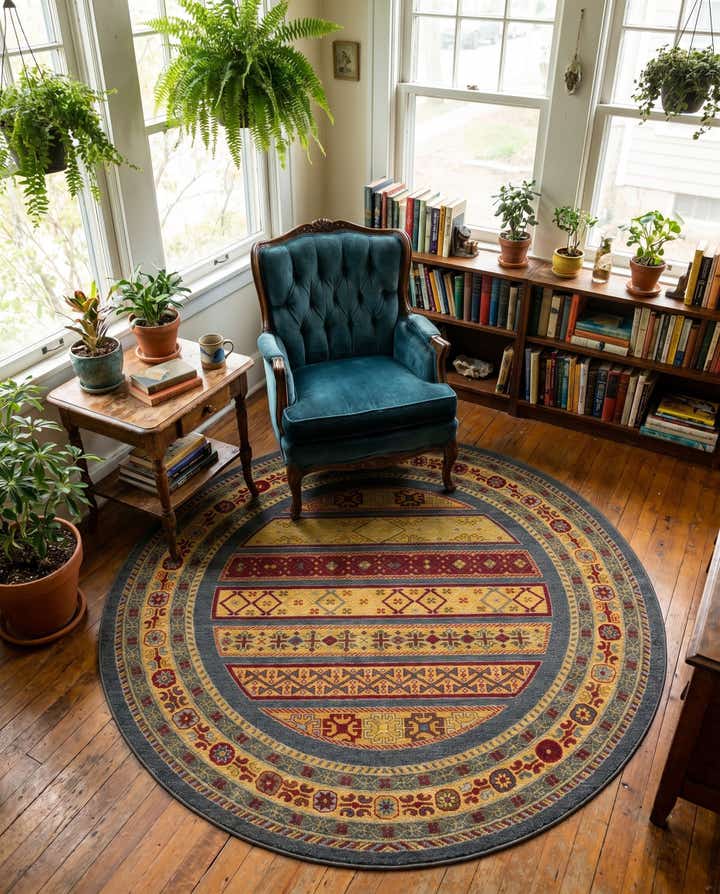 6' 1 x 6' 1 Kashkuli Gabbeh Round Rug