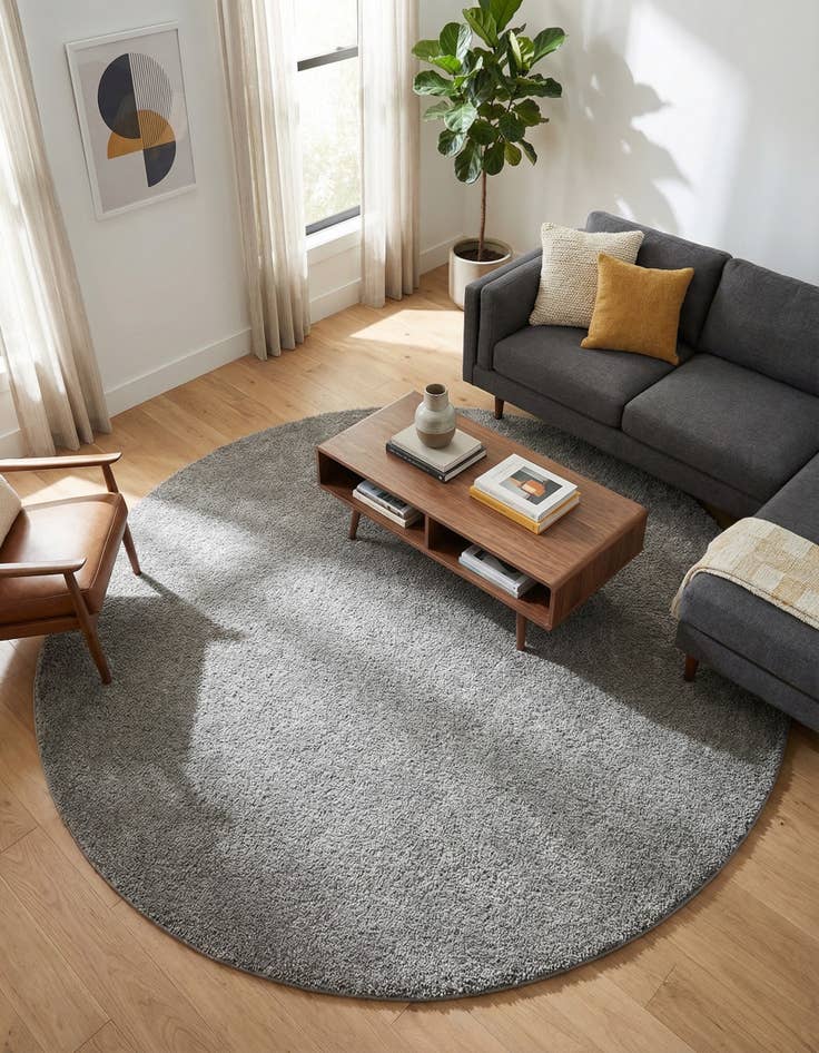 Detail image of 8' x 8' Solid Frieze Round Rug