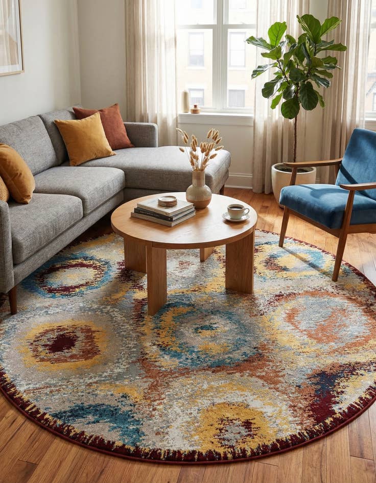 Detail image of 7' 10 x 7' 10 Kamala Washable Round Rug