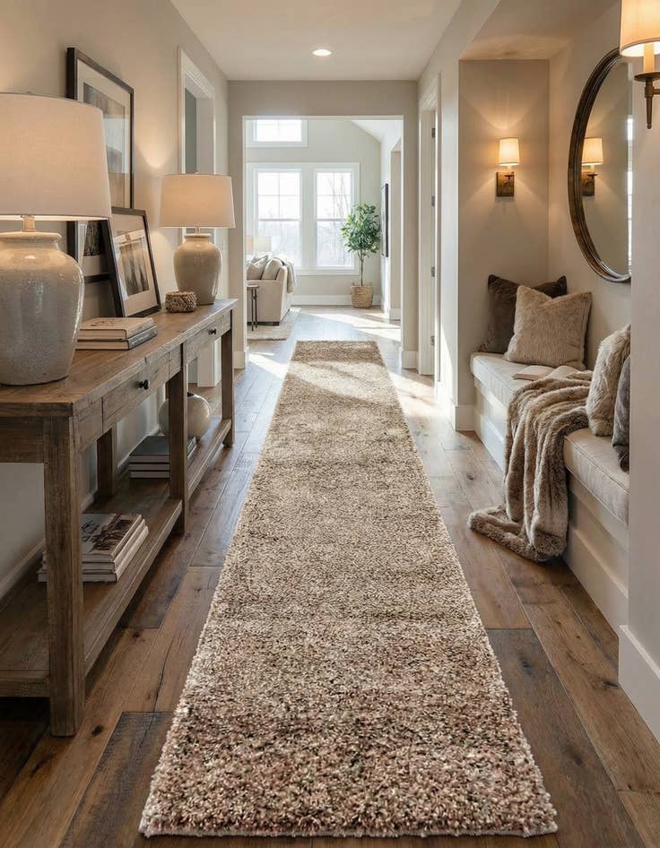 Detail image of  2' 7 x 16' 5 Solid Shag Runner Rug