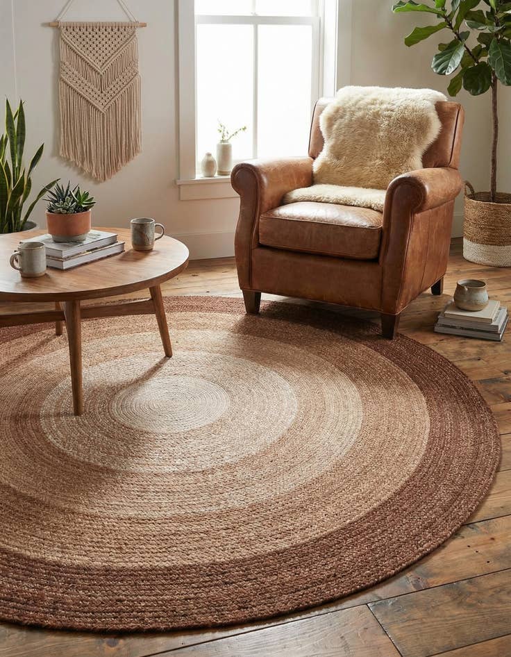 Detail image of 7' 10 x 7' 10 Hand Braided Wool Round Rug