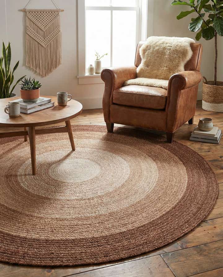 7' 10 x 7' 10 Hand Braided Wool Round Rug