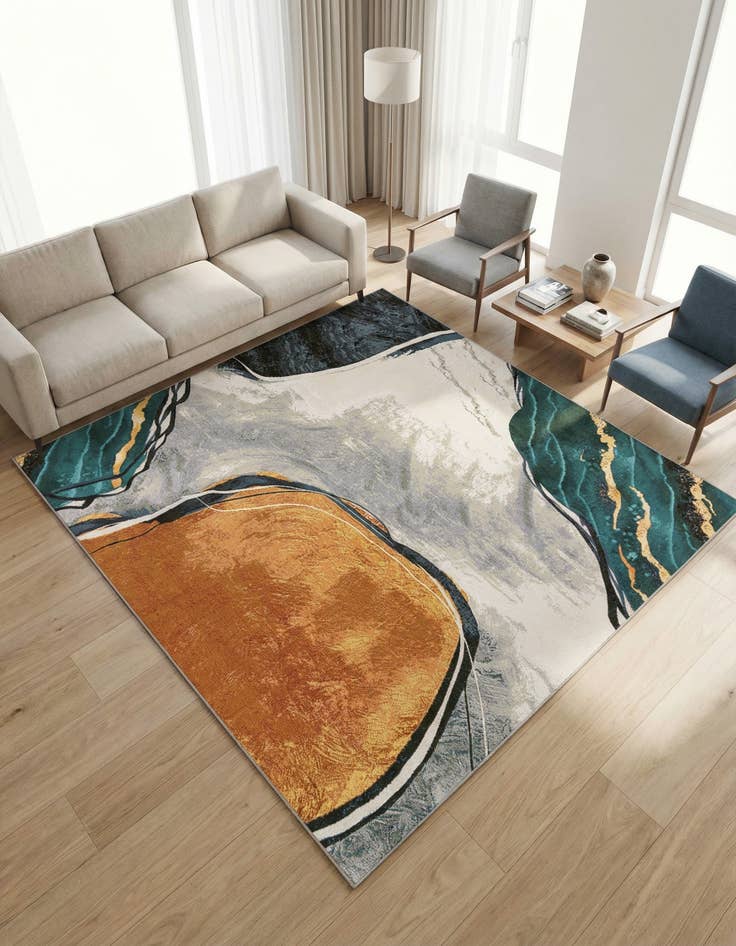 Detail image of 7' 10 x 7' 10 Easy-Clean Modern Indoor / Outdoor Square Rug