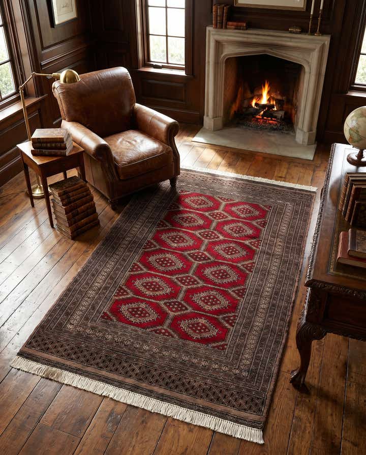 4' 1 x 6' 3 Hand Knotted Bokhara Oriental Wool Rug