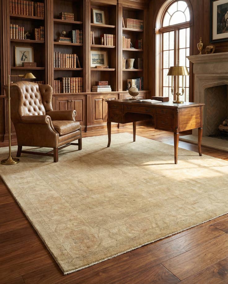 Detail image of 8' 2 x 9' 8 Hand Knotted Oushak Wool Rug