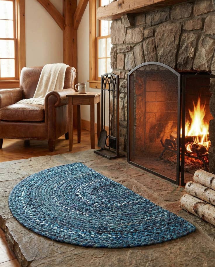 Detail image of 2' 2 x 3' 7 Handmade Braided Chindi Hearth Rug