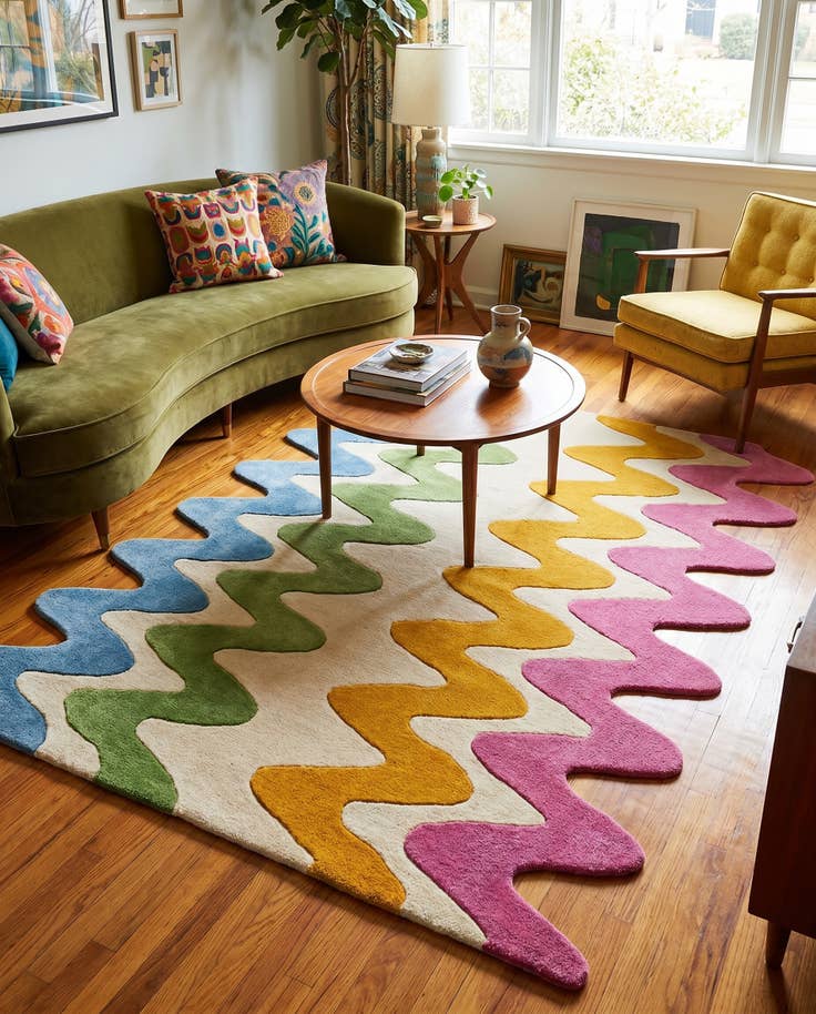 Detail image of 5' 1 x 8' Happy Rugs Wavy Wool