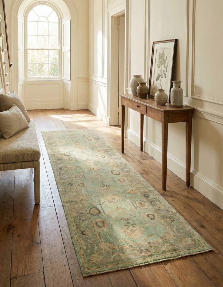 Detail image of 2' 11 x 9' 9 Hand Knotted Oushak Wool Runner Rug