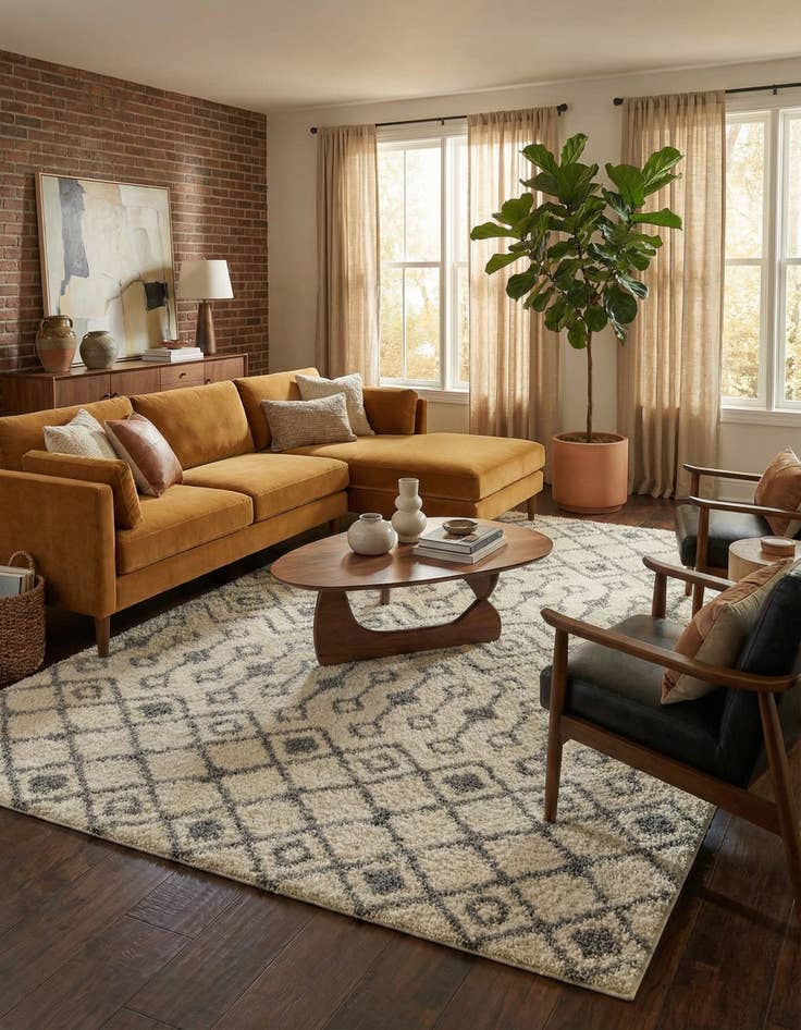 Detail image of 10' x 13' Moroccan Trellis Shag Rug