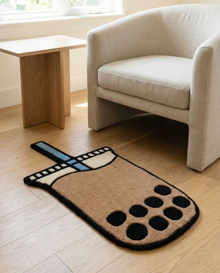 1' 7 x 3' 1 Happy Rugs Boba Tea Wool Freeform