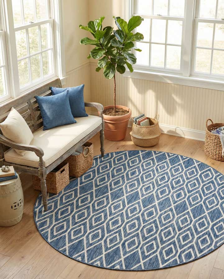 6' 7 x 6' 7 Easy-Clean Jill Zarin Turks and Caicos Indoor / Outdoor Round Rug