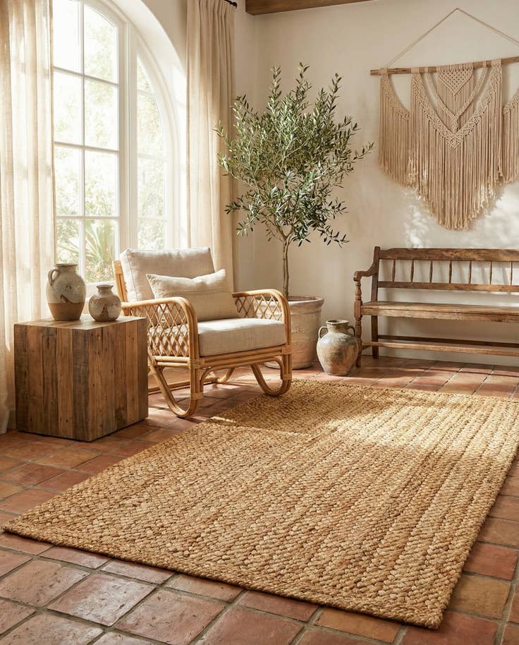 Detail image of 4' 1 x 6' 1 Handmade Heirloom Braided Jute Rug