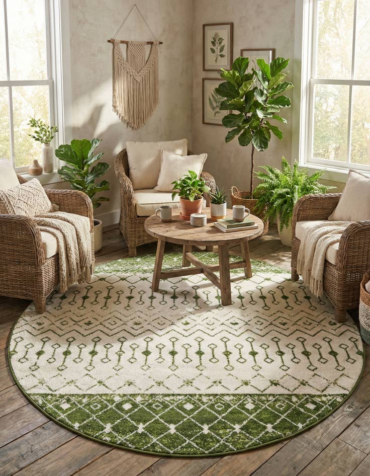 Detail image of 7' 10 x 7' 10 Moroccan Trellis Round Rug