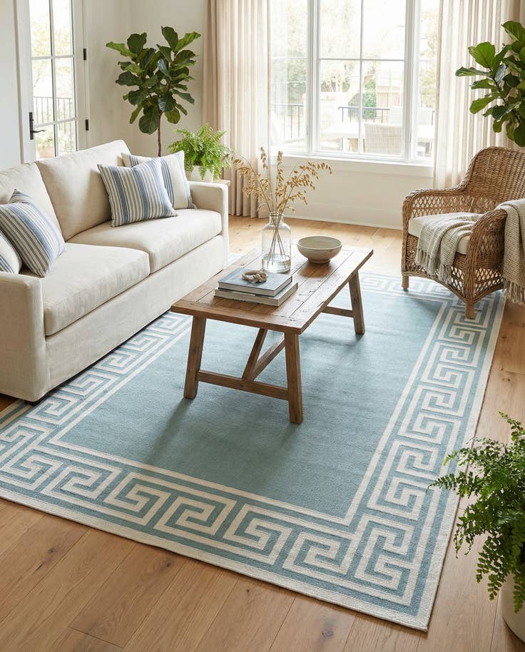 Detail image of 5' 3 x 8' Easy-Clean Coastal Indoor / Outdoor Rug
