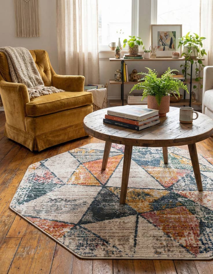 Detail image of  4' x 4' Gemstone Octagon Rug