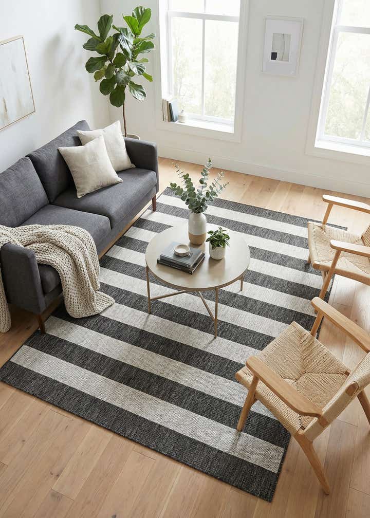 5' 3 x 8' Easy-Clean Striped Indoor / Outdoor Rug