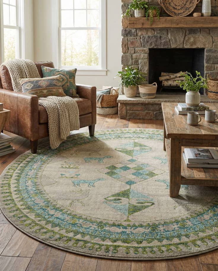 Detail image of 8' x 8' Washable Mesa Round Rug