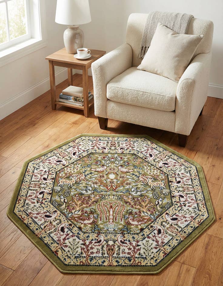 Detail image of 3' x 3' Nain Design Octagon Rug
