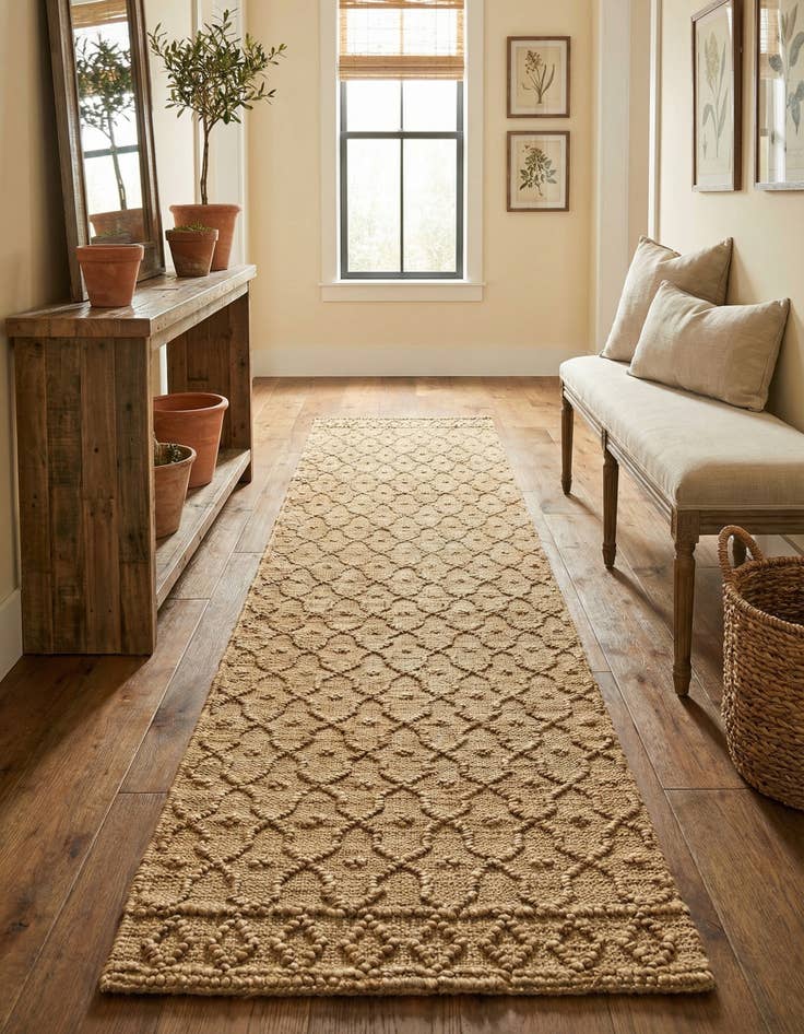 Detail image of 2' 7 x 13' 11  Hand Woven Larsa Jute Runner Rug
