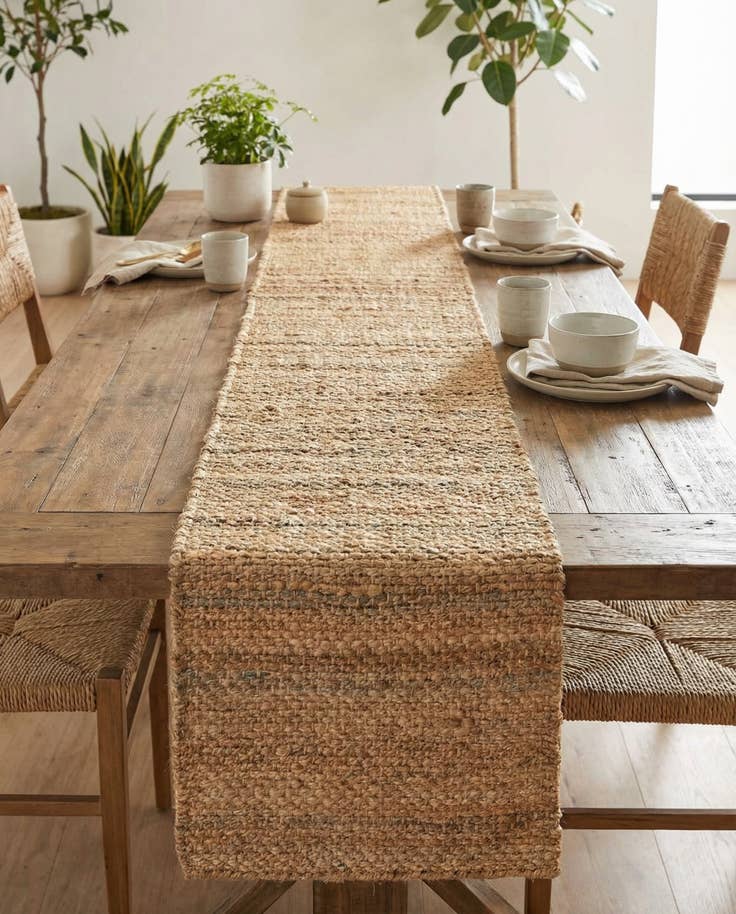 Detail image of 1' 2 x 10' Hand Woven Chunky Jute Table Runner Rug