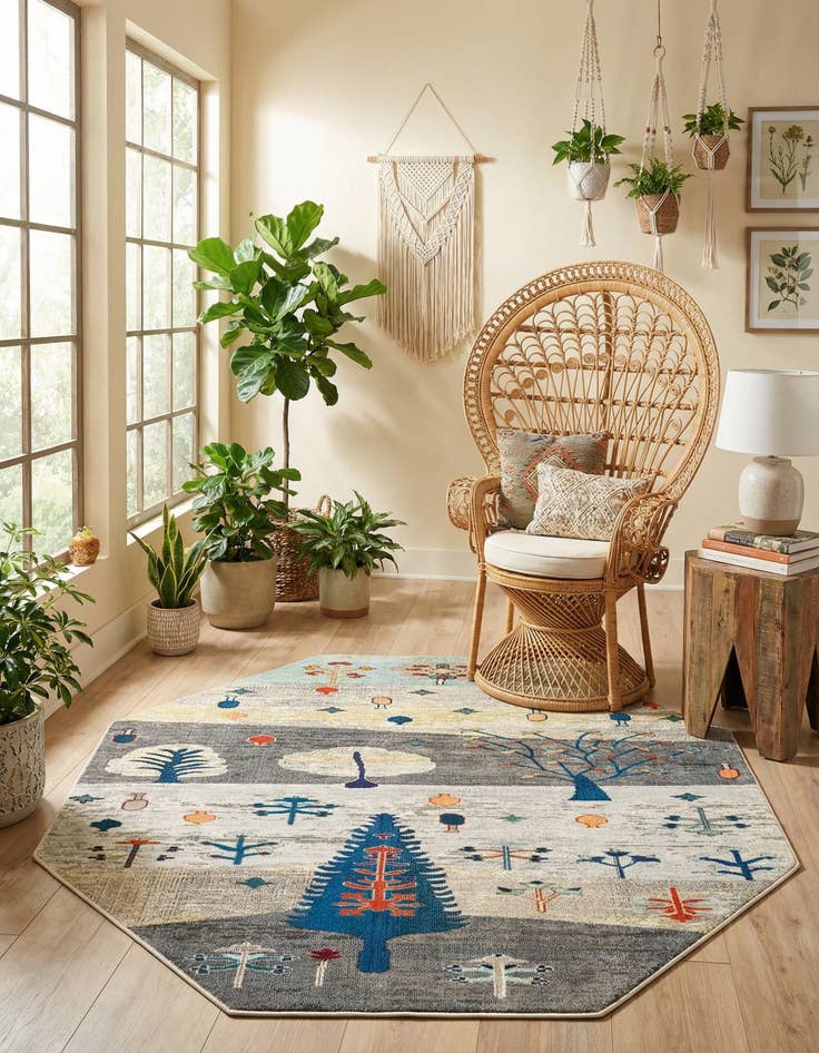 Detail image of 7' 10 x 7' 10 Washable Vivid Octagon Rug