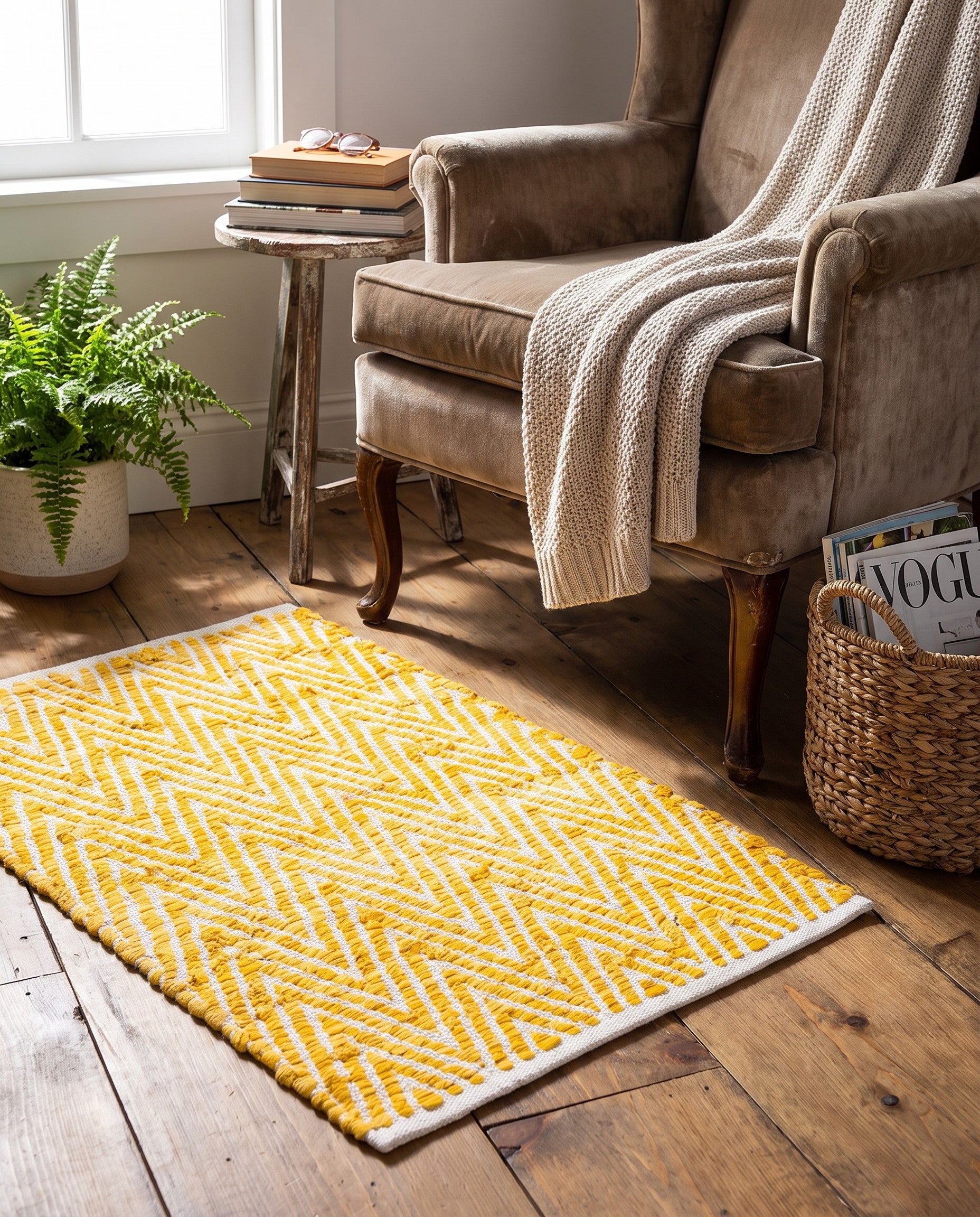 60cm x 95cm Tejido a mano Chindi Chevron Alfombra